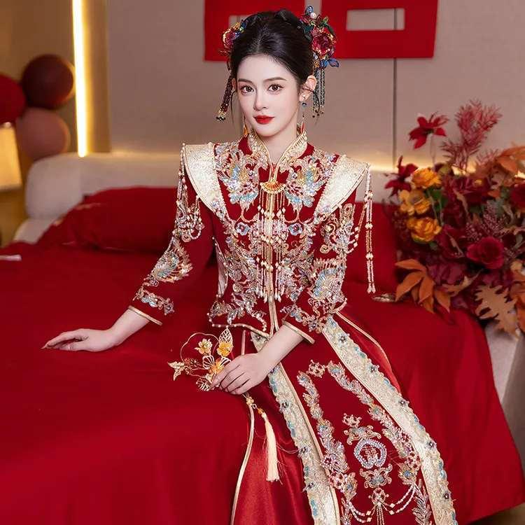 秀禾服新娘服装2025新款爆款出嫁禾服婚礼服中式嫁衣春秋结婚和服