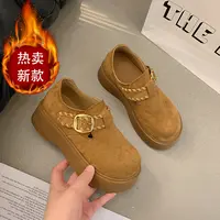 爆款勃肯鞋女单鞋低帮2025新款秋季百搭厚底增高平底豆豆鞋乐福鞋