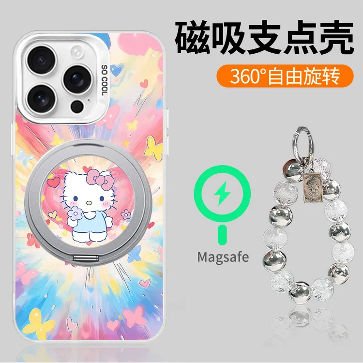 烟花凯蒂适用苹果16Pro华为mate60小米0PP0二合一旋转支架手机壳