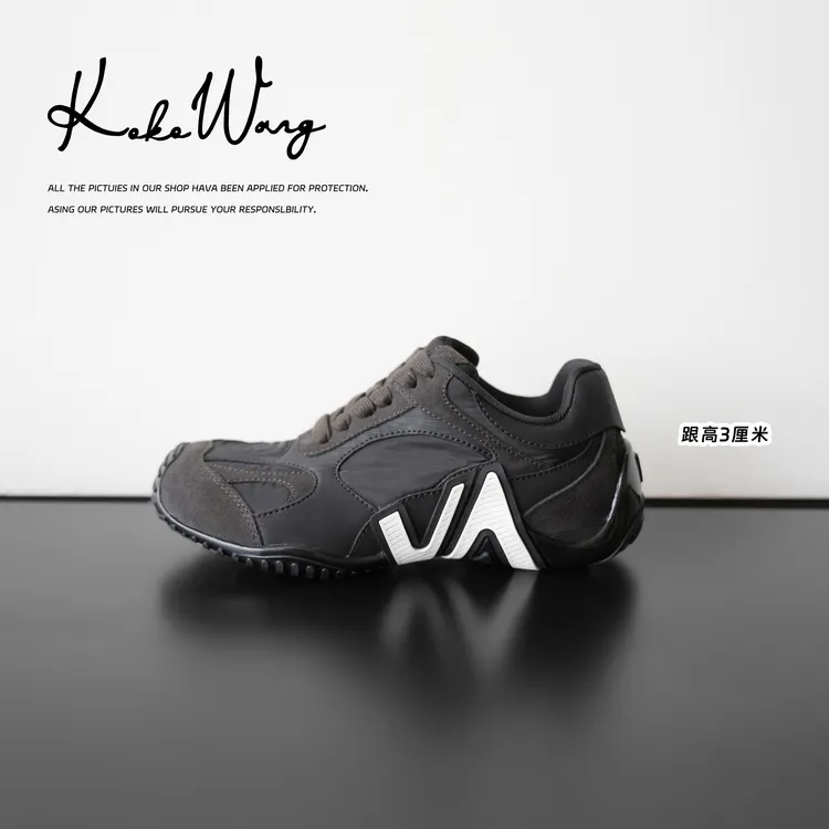 KOKO WANG秋冬新款拼接系带厚底增高舒适百搭休闲鞋X1515G24X06