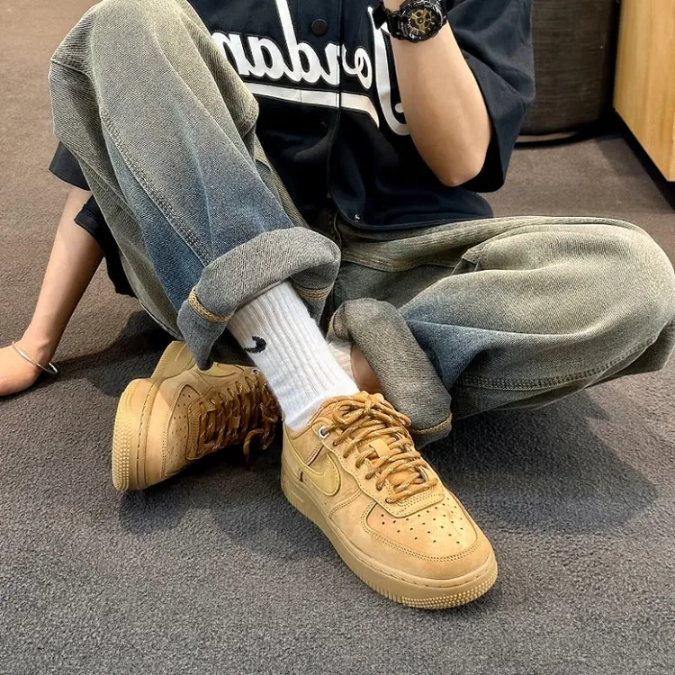 Nike耐克男鞋板鞋AIR FORCE 1小麦色空军一号耐磨休闲板鞋CJ9179