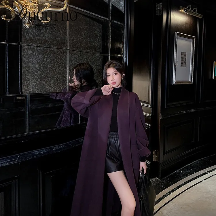 高级感双面大衣女长款2025秋冬新款时尚韩系经典宽松气质毛呢外套