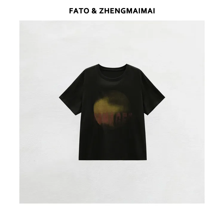 fattonny郑买买【落日晚霞】夏季款宽松慵懒复古印花短袖 YZ50601T3