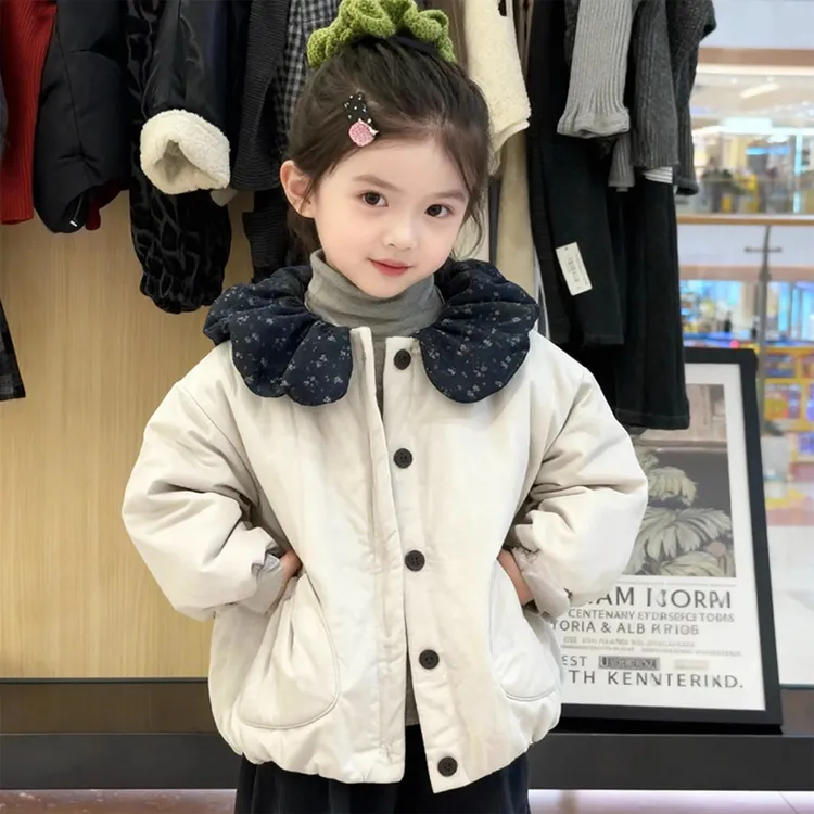 女童棉服2025新款儿童秋冬加厚保暖棉衣外套宝宝洋气碎花棉袄上衣