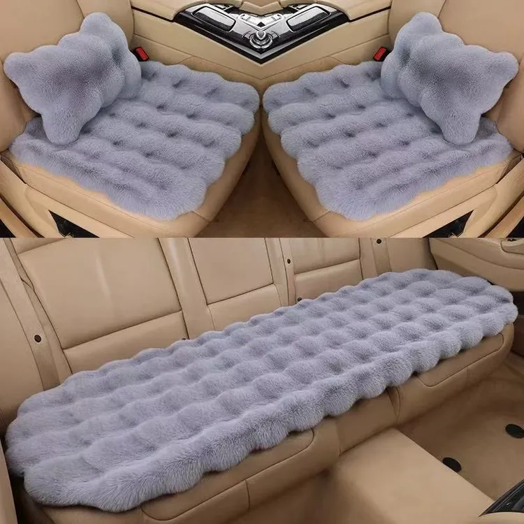毛绒坐垫三件套新款泡泡绒座垫加厚保暖秋冬防滑通用汽车坐垫LQ