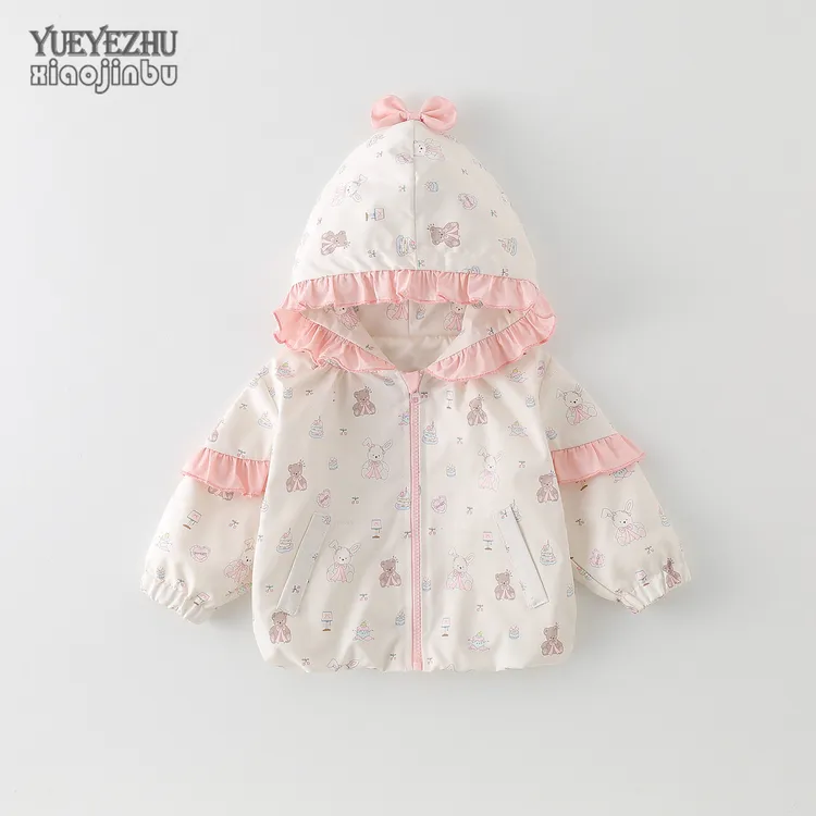 女宝宝连帽外套春秋韩版卡通印花婴幼儿衣服秋装防风夹克上衣小童