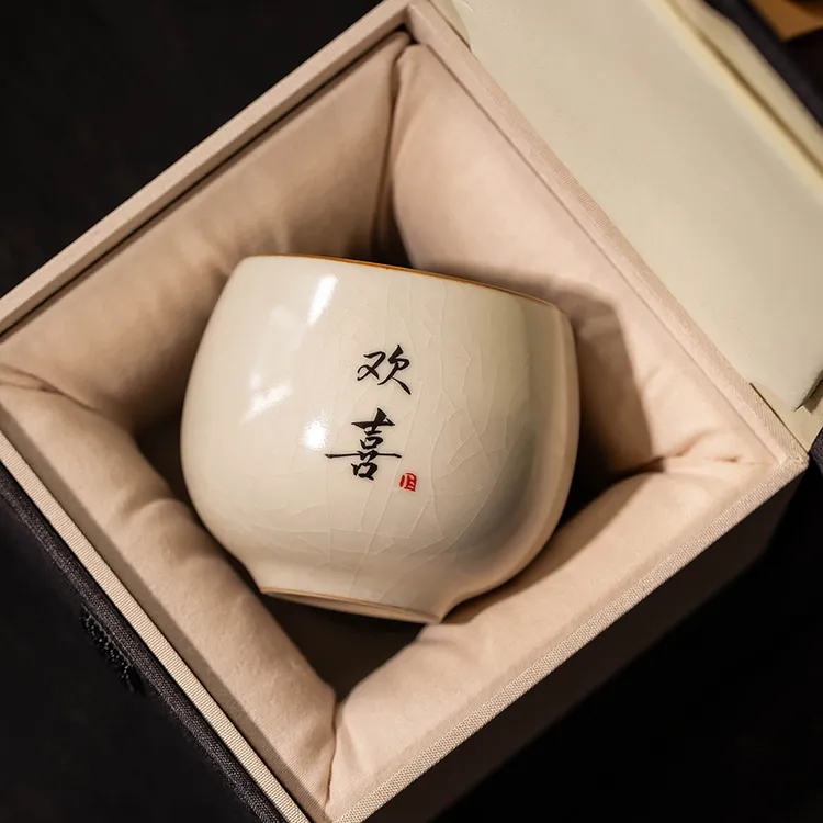 汝窑茶杯主人杯陶瓷高档个人专用品茗杯单杯禅定杯功夫茶具礼盒装