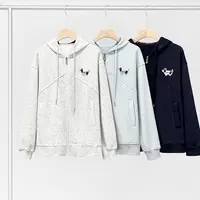 韩系格子拼接腊肠狗刺绣早秋设计感小众慵懒风连帽卫衣外套