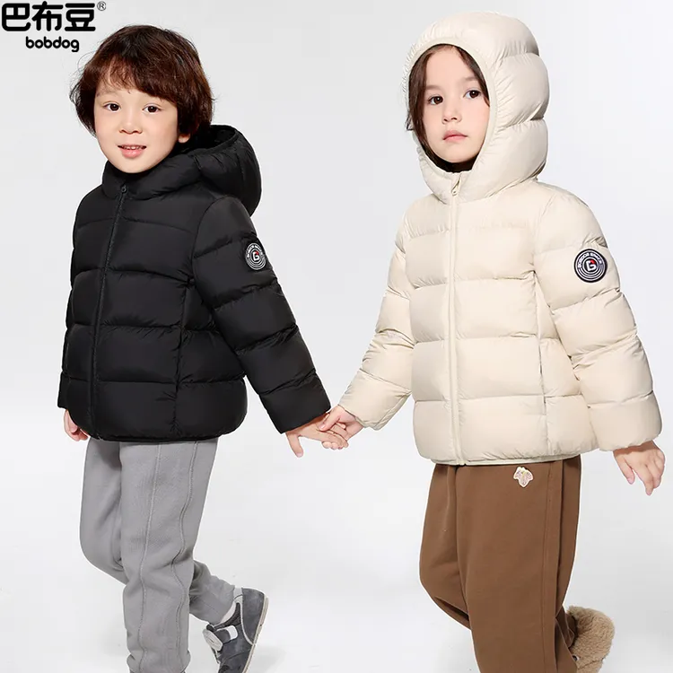 Bobdog/巴布豆95白鸭绒儿童羽绒服男童秋冬外套连帽加厚保暖女童