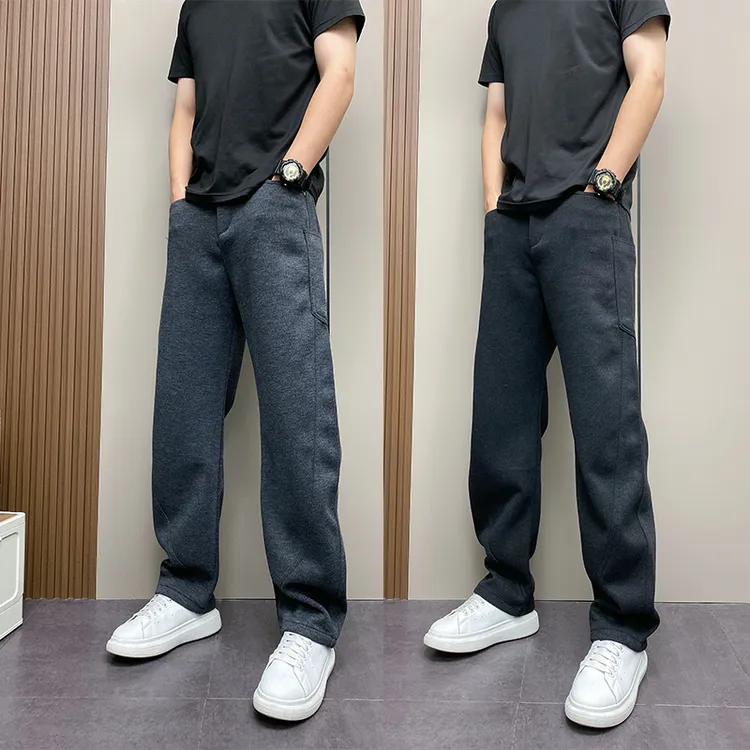 秋冬款2025痞帅美式休闲长裤男潮牌弯刀裤宽松直筒灯芯绒运动卫裤