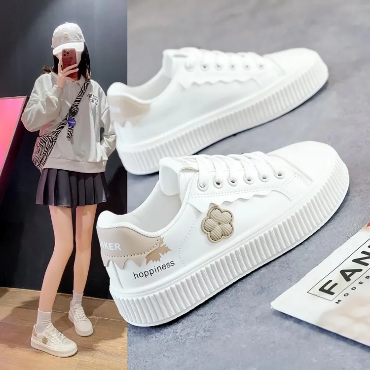 高端小白鞋女鞋2025春秋新款百搭ins潮小众运动休闲厚底板鞋单鞋