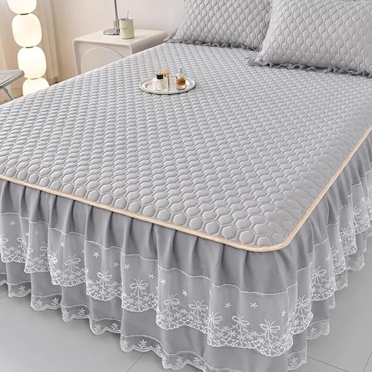 FAVMARTHA冰丝乳胶凉席床裙款公主风2025新款夏天空调软席床罩三