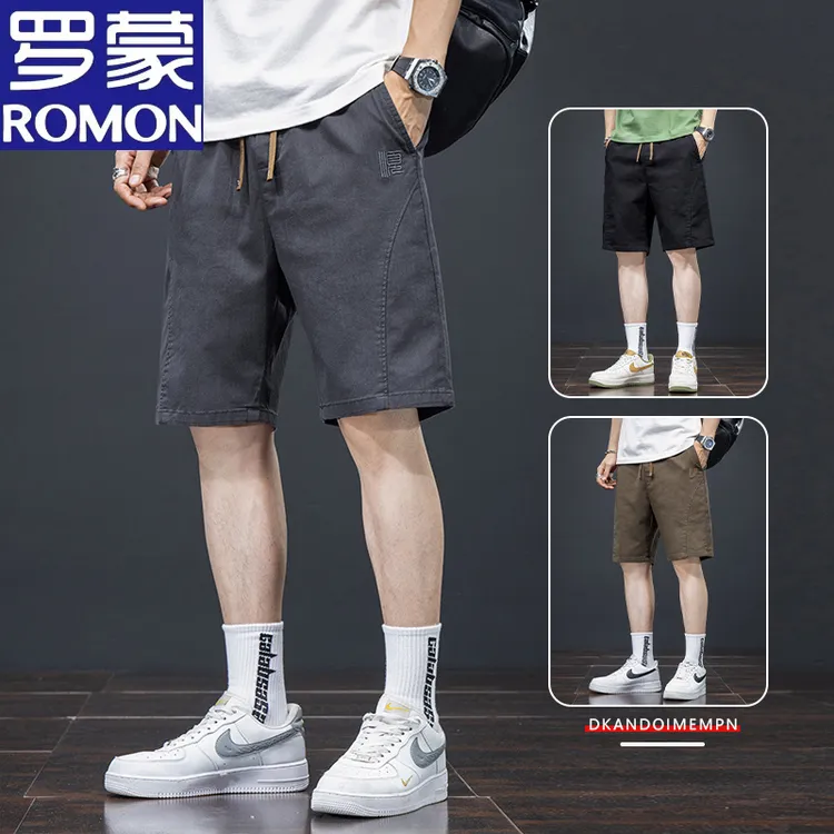 罗蒙新款春季仿牛休闲中裤青春流行薄款宽松五分裤青少年