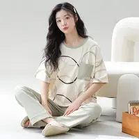 A300-A399睡衣女春秋款宽松时尚休闲家居服两件套装