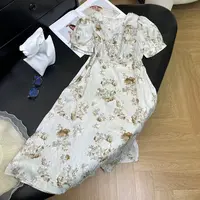 新中式复古中国风时尚简约气质百搭印花连衣裙H6215