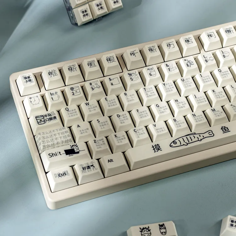 薄荷糖薪尽自然凉键盘键帽打工人牛马PBT热升华客制化原厂Wooting
