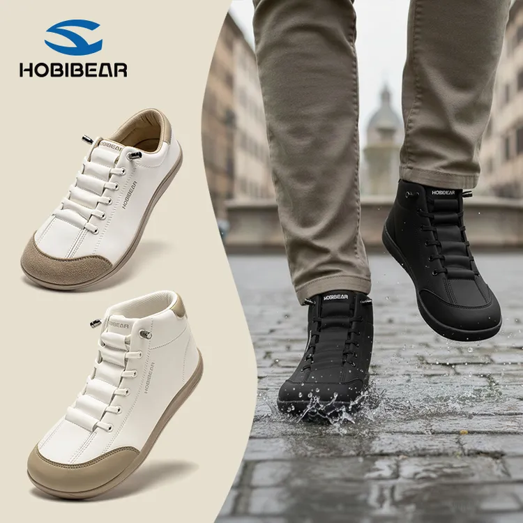 HOBIBEAR宽头鞋休闲男鞋秋冬保暖休闲鞋皮面男士健身平步户外鞋