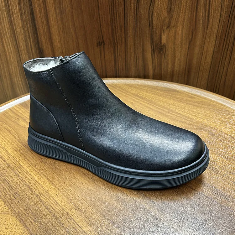 羊皮毛一体雪地靴羊毛保暖男士马丁靴真皮高帮休闲鞋上线切尔西靴