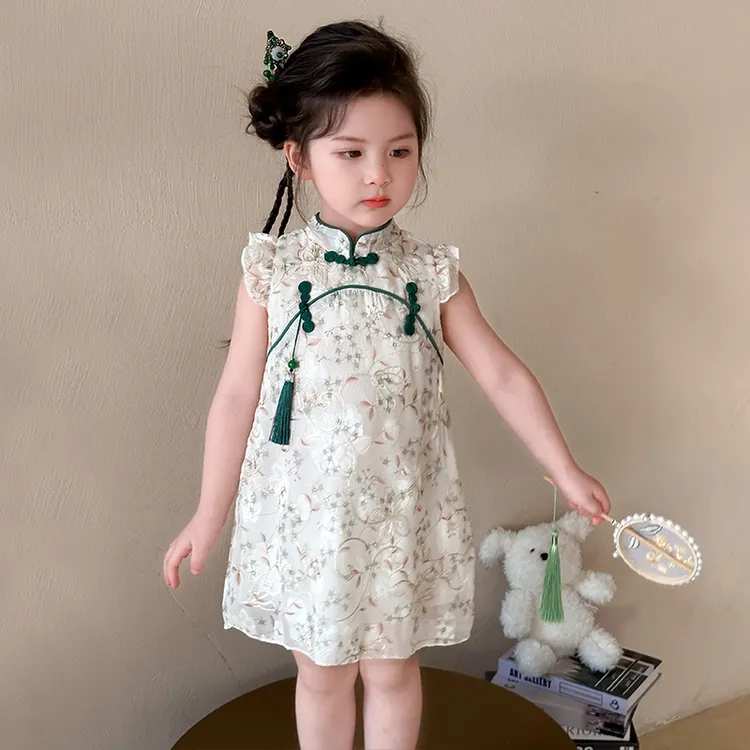 女童碎花旗袍裙夏季连衣裙儿童国风汉服宝宝夏装公主裙洋气新中式
