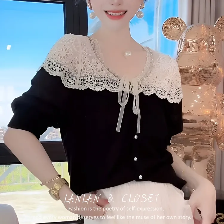 【COCO】炸街镂空针织毛衣开衫套头上衣半身百褶蓬蓬纱网纱裙套装