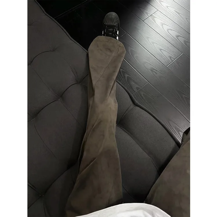 古着vintage裤子设计感褶皱伞兵工装裤男美式高街修身显瘦弯刀裤