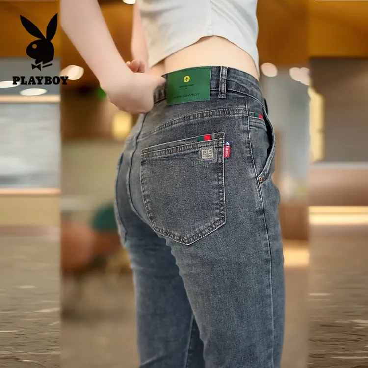 花花公子休闲牛仔裤男士修身直筒潮牌2025新款舒适口袋长裤子秋季