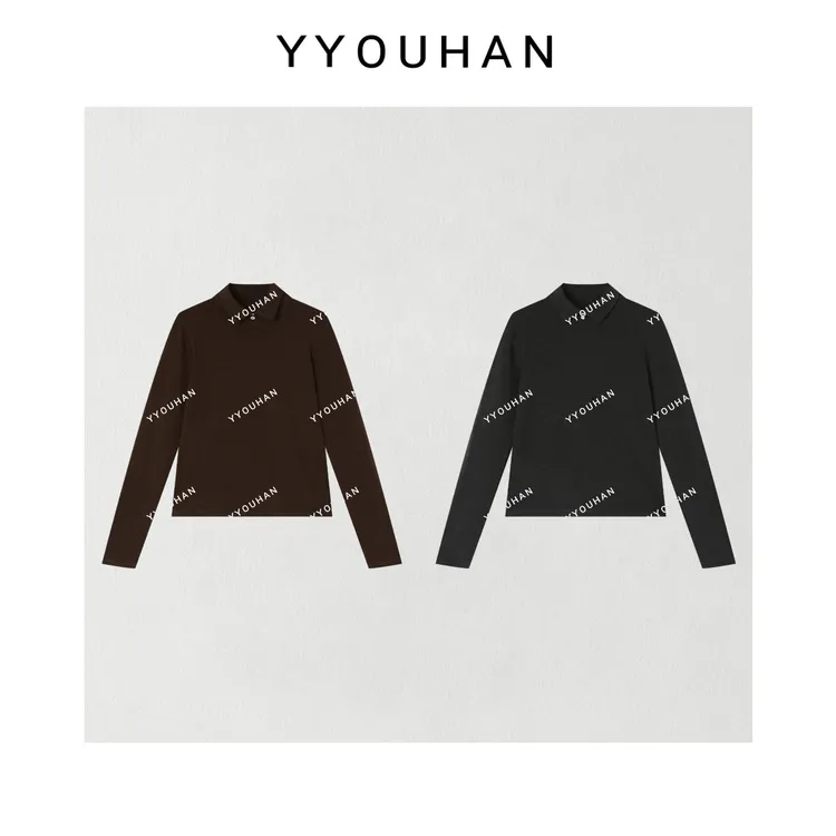 YYOUHAN 2025新款长袖时尚极简风POLO领打底上衣 2509C5633