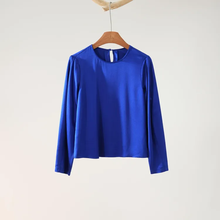 西子/【素染】22姆米桑蚕丝弹力锻高级舒适百搭圆领上衣/SYBH2362