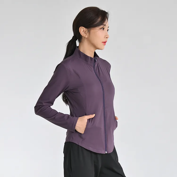 立领运动外套女新款户外跑步长袖开衫防晒休闲速干专业瑜伽上衣
