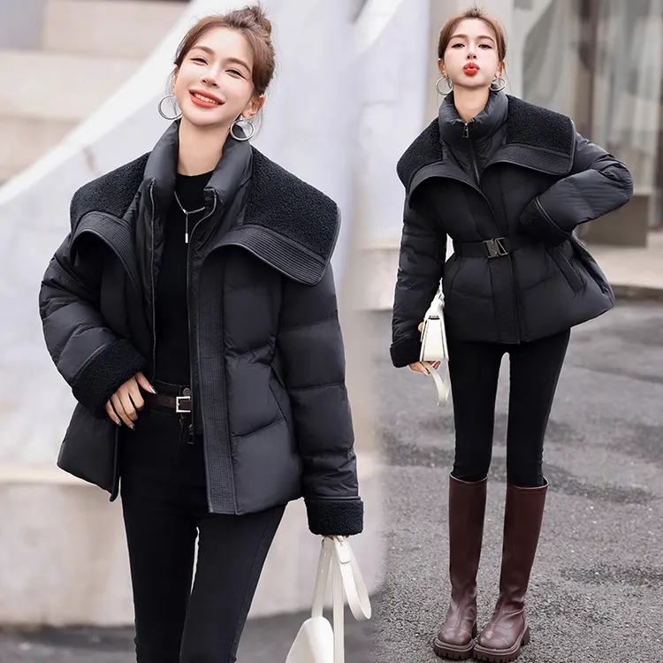 超好看羽绒服女士冬季新款大翻领收腰显瘦气质短款小个子保暖外套
