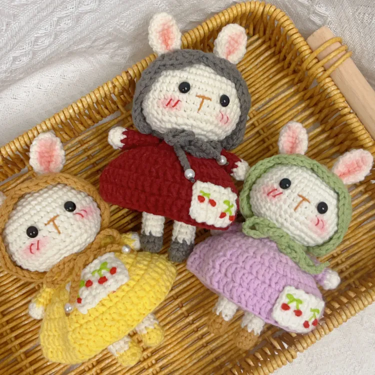 手工编织DIY毛线成品田园兔公仔玩偶挂件成品