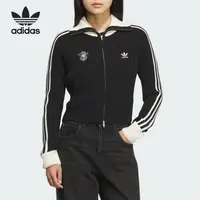 Adidas/阿迪达斯正品三叶草女士翻领运动休闲修身针织衫KF0718
