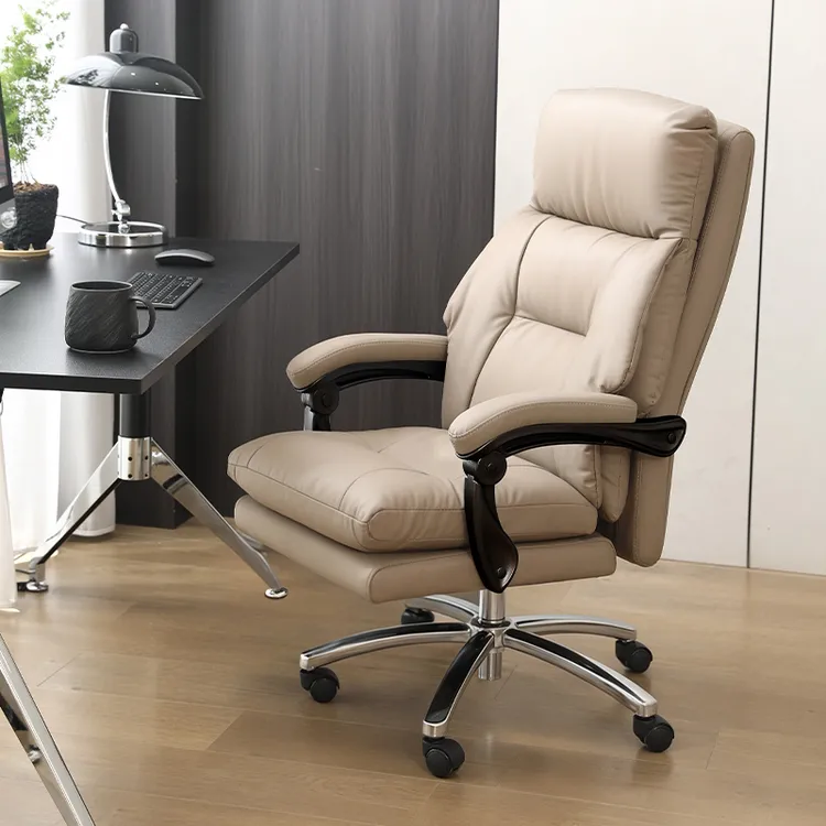 真皮电脑椅家用办公椅舒适久坐可躺座椅书房靠背书桌椅轻奢老板椅