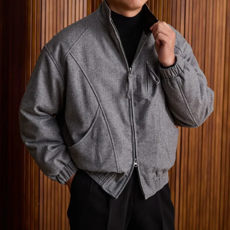 西格Xg【羊毛羽绒】冬款英伦绅士风肌理感立领白鸭绒羊毛呢羽绒5115