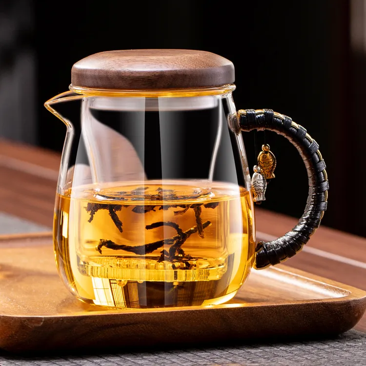 高档加厚耐高温全玻璃内胆泡茶壶茶水分离办公家用功夫茶具花茶壶