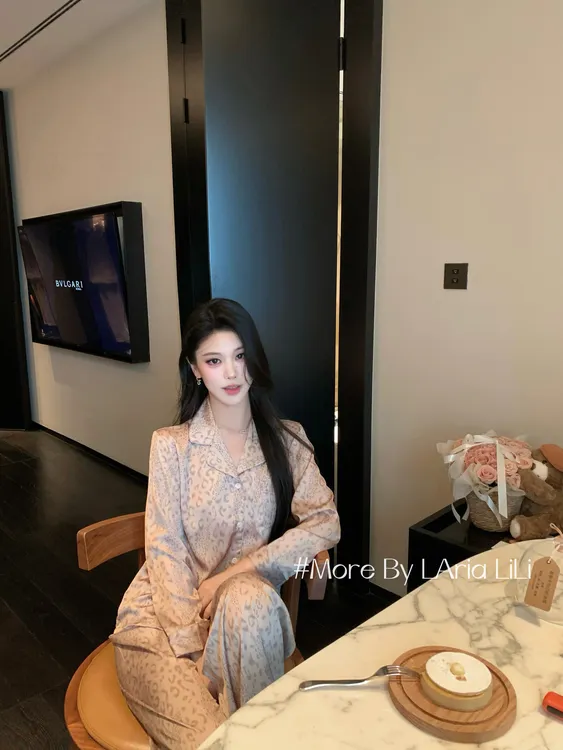 LAria奶香豹纹 性感睡衣女春秋款2025新款冰丝纯欲风秋季家居服