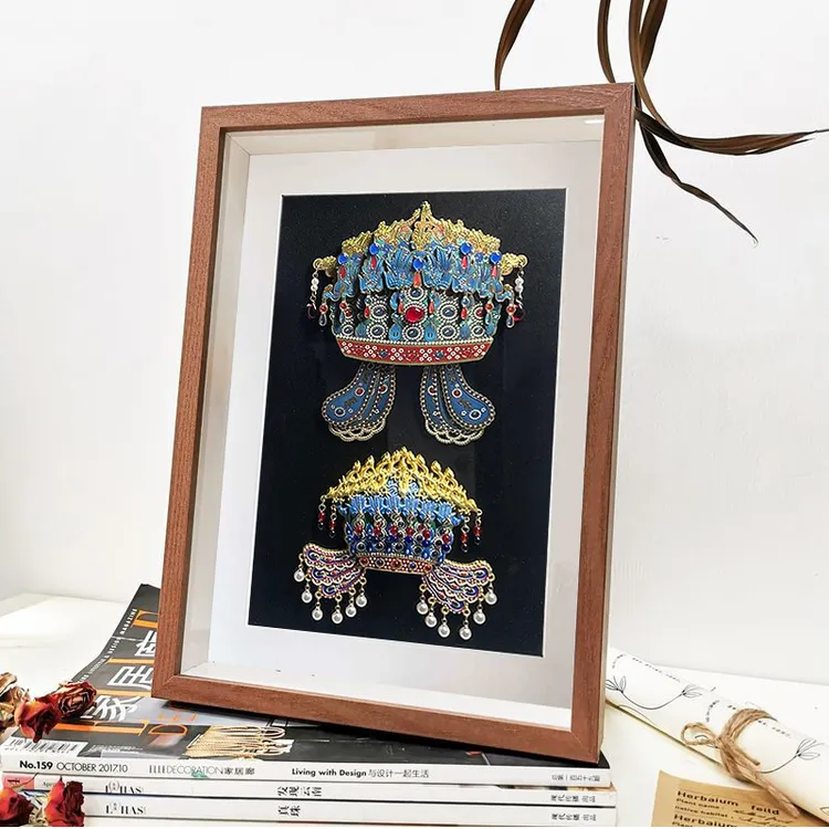 适用故宫国博凤冠冰箱贴展示框磁吸磁贴收纳收藏展示板博物馆相框