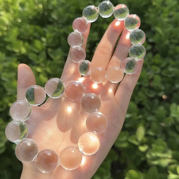 天然双a白水晶泡泡珠牛鼻孔水晶散珠无痕手串