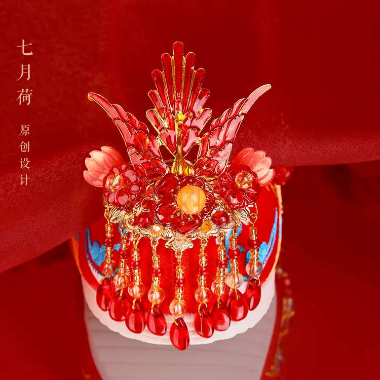 七月荷原创手工【红红火火】秀禾结婚新娘婚鞋明制婚服中式婚礼女