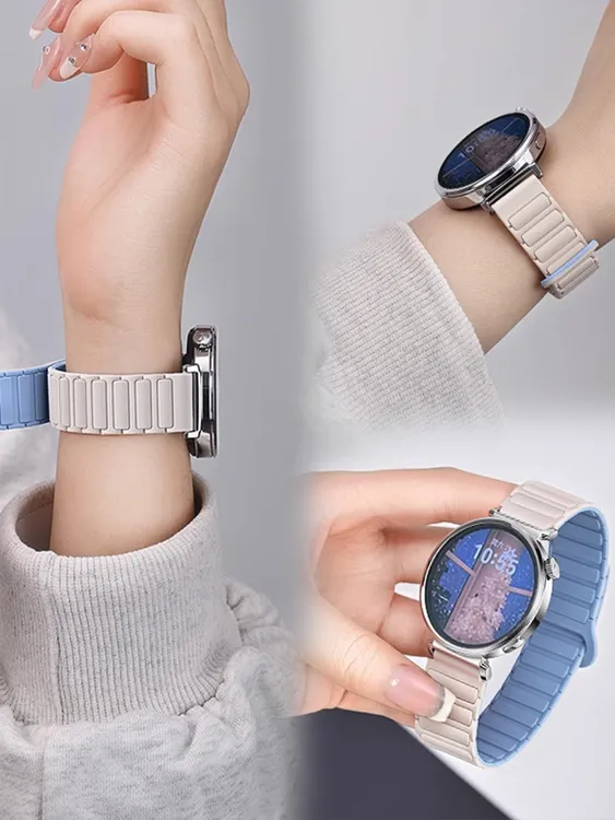 适用华为gt5/gt4/3亲肤硅胶磁吸表带华为watch4荣耀华为手表表带