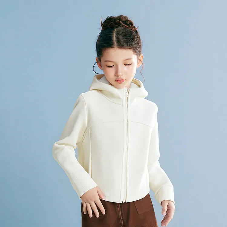 笛莎童装女童外套春秋新款中大童修身运动上衣连帽外套-7M2532502