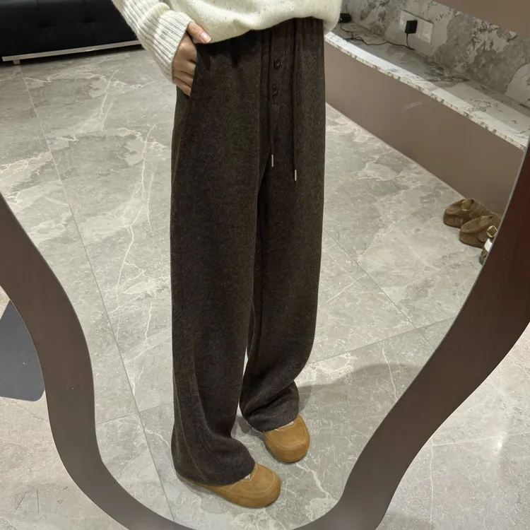 宿慕SUMU 高品质休闲拖地裤2025新款9-24高腰显瘦直筒阔腿裤1086