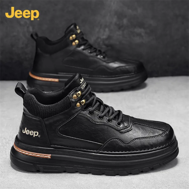 jeep吉普男鞋2025新款休闲男士皮鞋气垫商务正装潮流运动男款鞋子