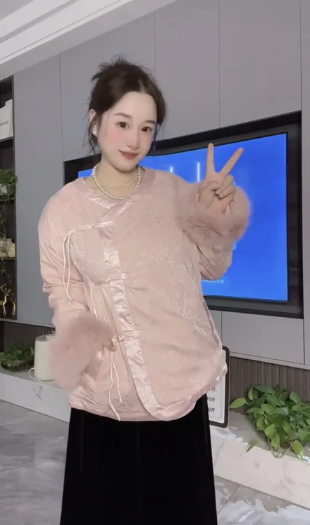 「沐喜家」新中式国风盘扣棉服外套保暖胖mm显瘦冬季新年新款