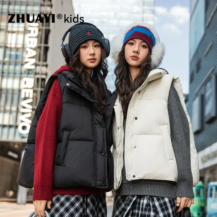 女童纯色棉马甲外套2025秋冬新款外穿时尚棉服保暖潮（25408301）1