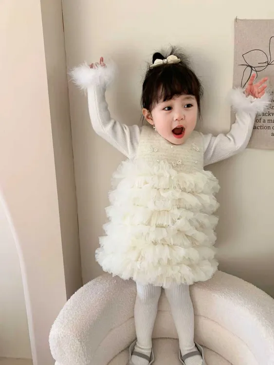 礼服加厚背心裙可爱风纯色韩版冬季小香风连衣裙女