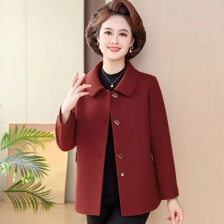 俞兆林新款秋冬婚宴妈妈秋季喜服毛呢子开衫外套短款气质大码春秋