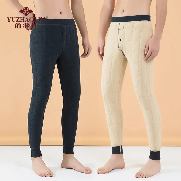 俞兆林100%纯羊毛保暖裤男冬季新款棉羊毛加绒加厚加大秋裤女男士