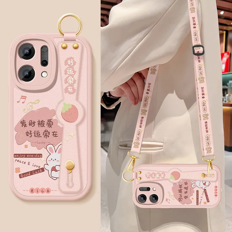 适用opporeno14手机壳女reno14pro事事顺心全包防摔OPPO斜挎挂绳