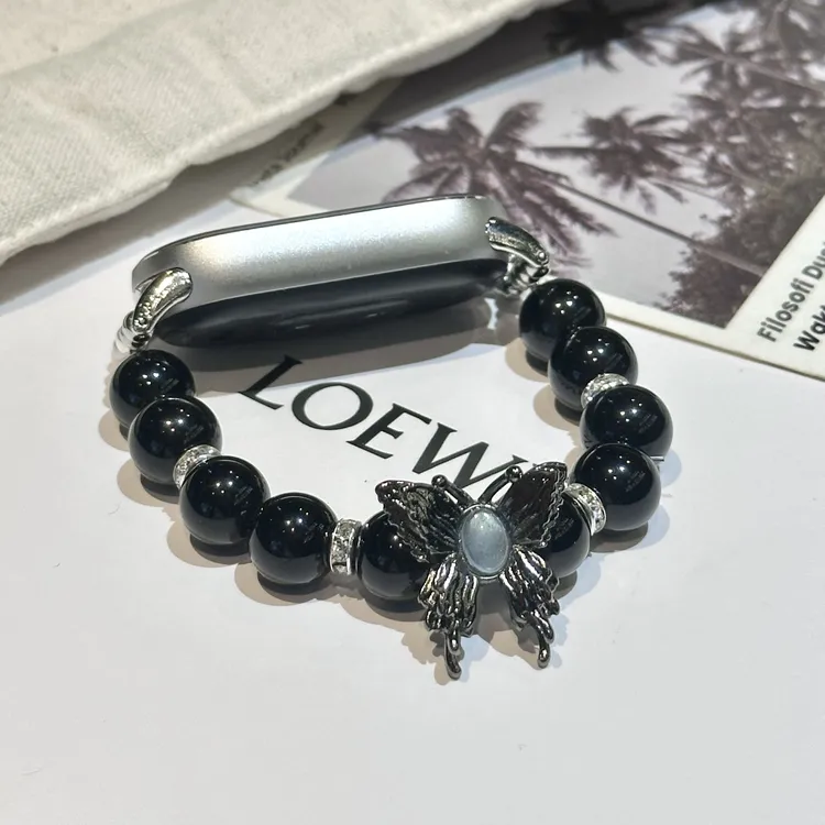 瑞馨宜黑曜石蝴蝶适用小米手环10表带9/9Pro手环表带个性新款华为